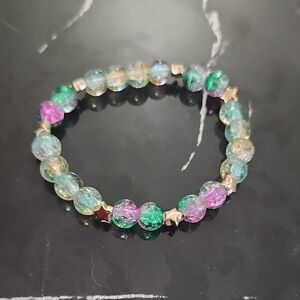 Mermaid Beaded Bracelet with Gold Accents